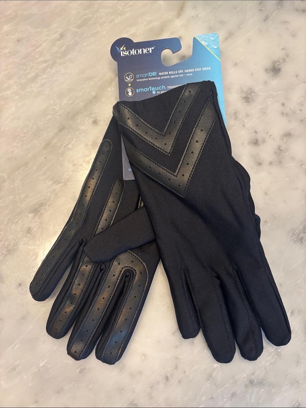 isotoner Black Men’s SmartTouch Chevron Detail Gloves